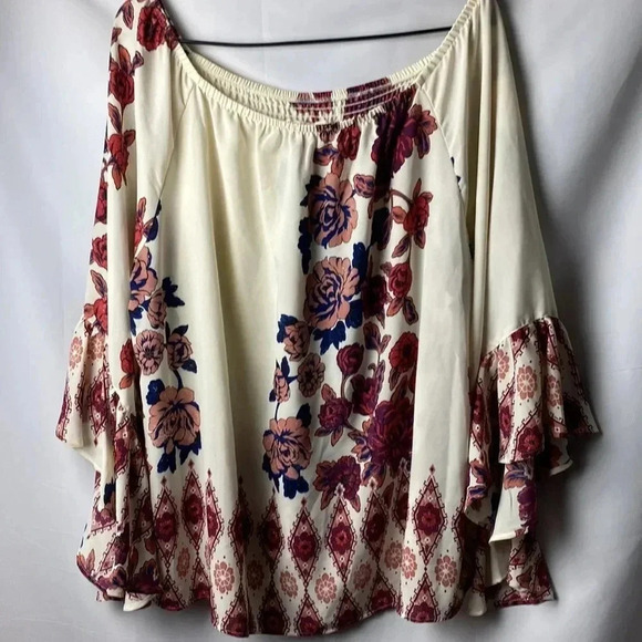 LIVING DOLL LOS ANGELAS WO SIZE 22/24(?). TOP CREAM COLOR NAVY RUST MAUVE - Picture 7 of 11